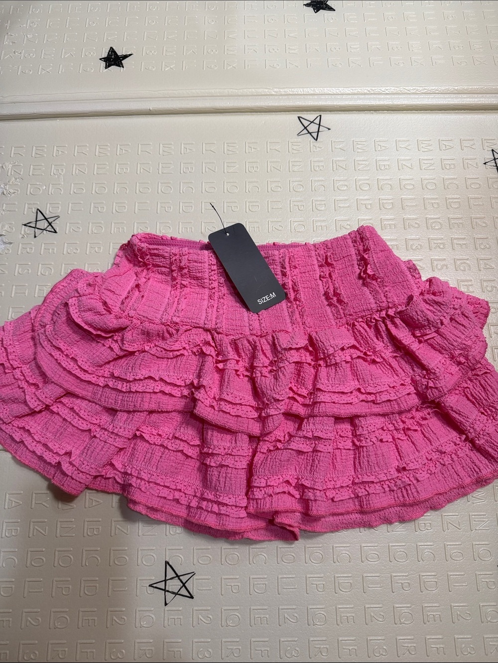 Pink Tiered Ruffle Mini Skirt girls m